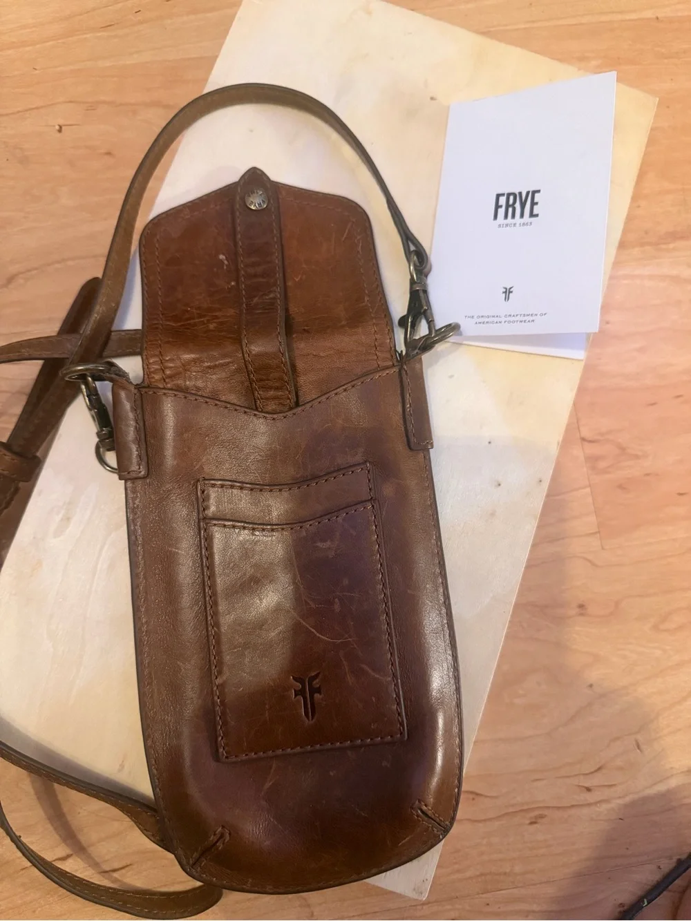 FRYE 💯 Distressed Leather phone/card case OTC “Melissa Bag.”